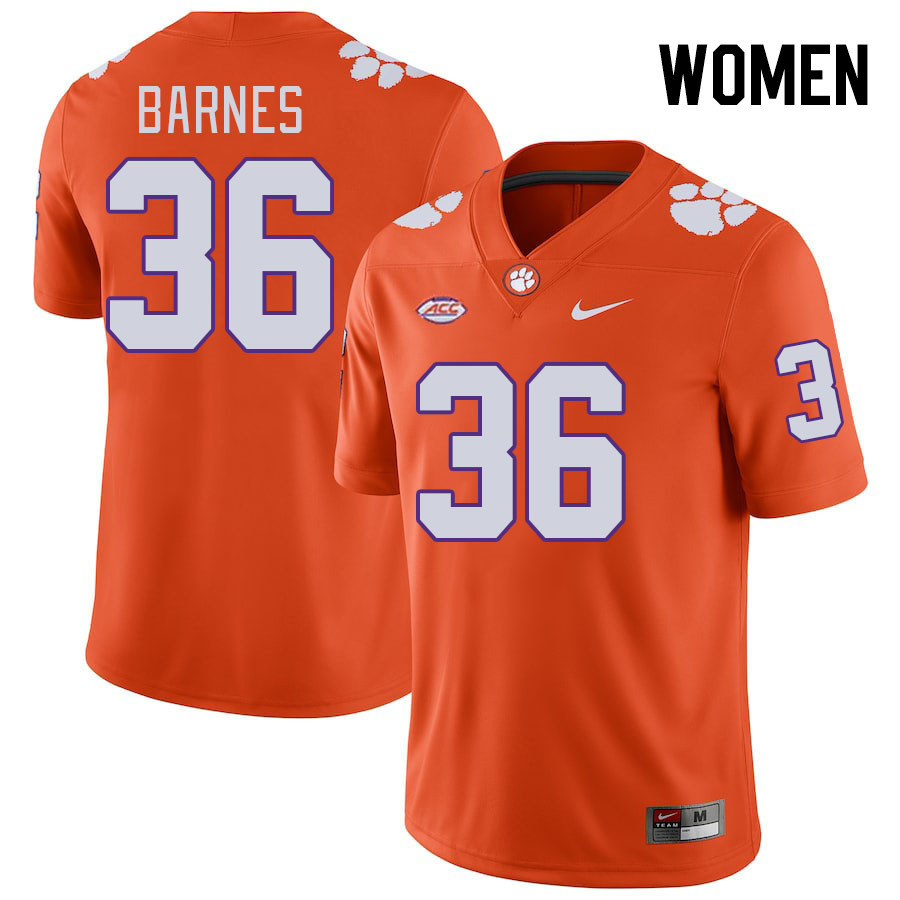 Women #36 Khalil Barnes Clemson Tigers College Football Jerseys Stitched-Orange - Click Image to Close